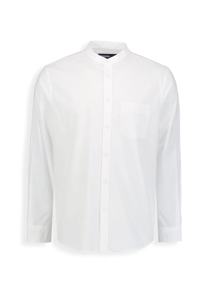 Pigment Wash Mandarin Cotton Shirt