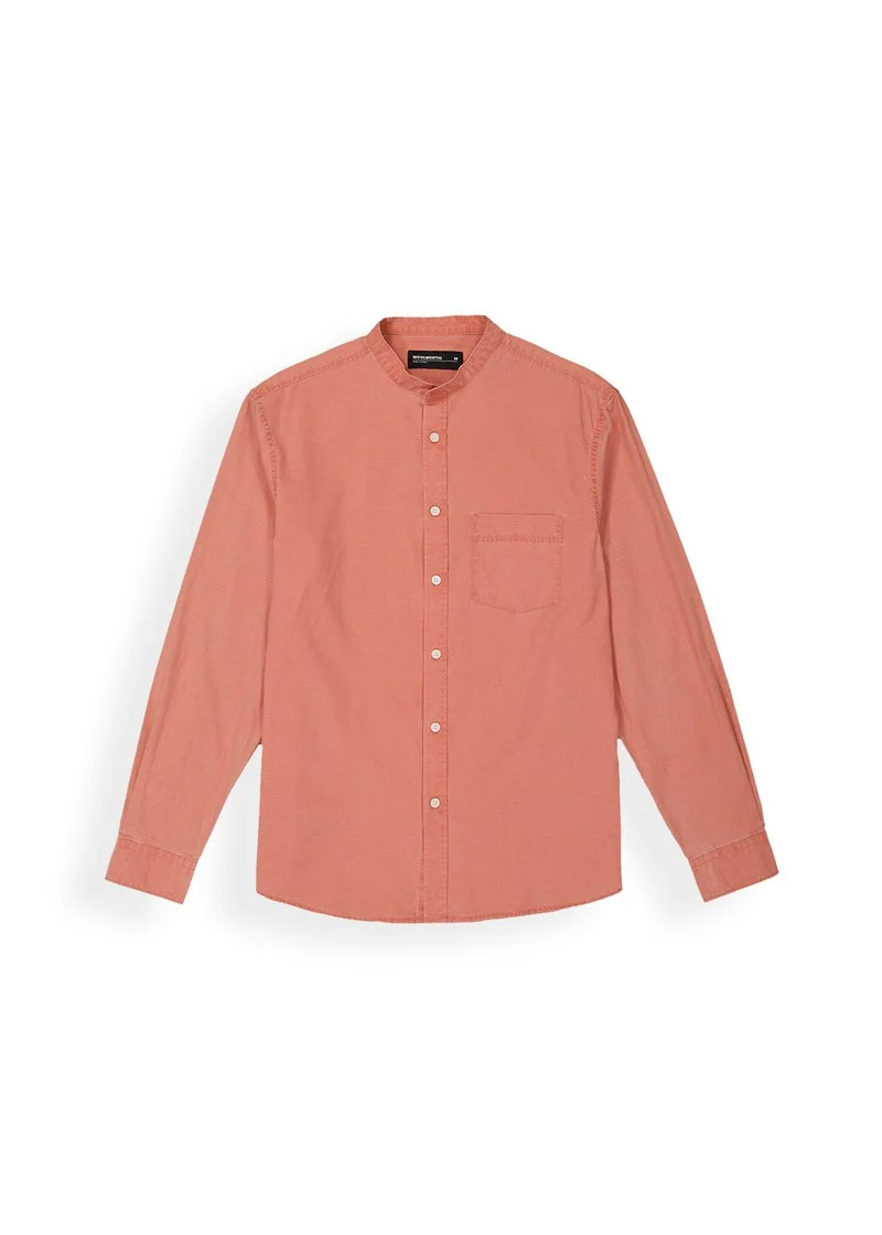 Pigment Wash Mandarin Cotton Shirt